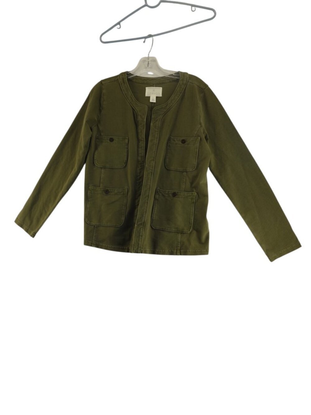 Caslon Nordstrom Cardigan Long Sleeves Top Green Organic Cotton size M NWT $69